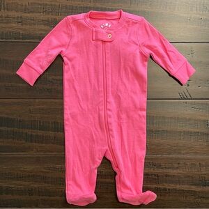 Primary Azalea Pink Organic Cotton Zip Footies NWT